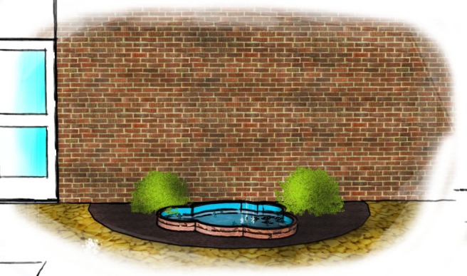Outdoor learning area pond rendering finshed