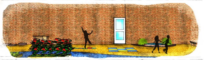 Outdoor learning area rendering finished